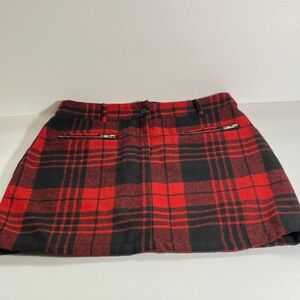 Millau Plaid Mini Skirt in Red and Black 100% wool